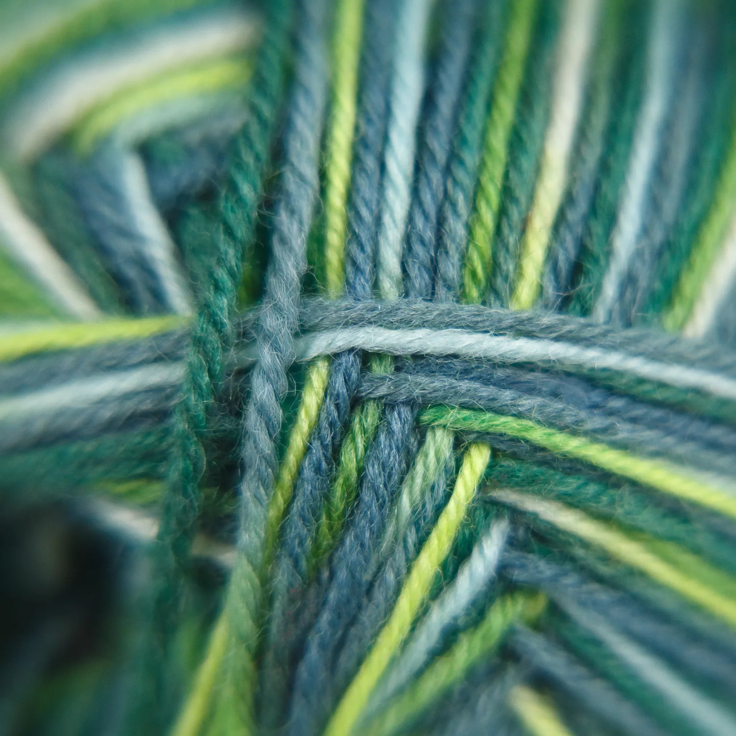 Detailed close-up of Sock Flock Wild Pear yarn showing soft fibre texture and bold colours