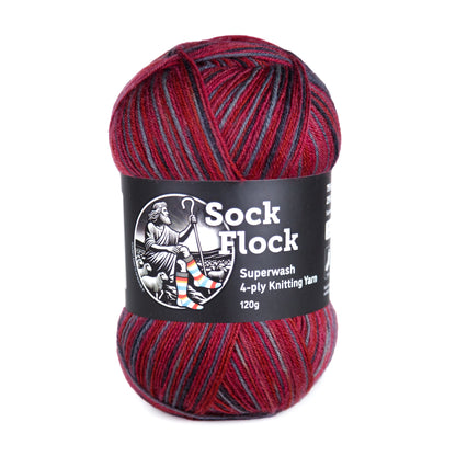 Sock Flock Superwash 4-ply Knitting Yarn (75% New Zealand Wool, 25% Nylon) - Roasted Fig (120g)